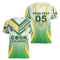 Custom Cook Islands Rugby Women V-Neck T-Shirt Unique Style White Version LT05 - Polynesian Pride