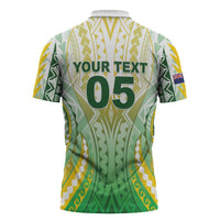Custom Cook Islands Rugby Zipper Polo Shirt Unique Style White Version LT05 - Polynesian Pride