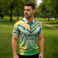 Custom Cook Islands Rugby Zipper Polo Shirt Unique Style White Version - Polynesian Pride