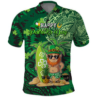 Personalised Hawaii St.Patrick Day Polo Shirt Surfing Leprechaun LT05 Green - Polynesian Pride