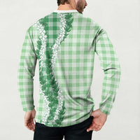 Green Hawaii Palaka Button Sweatshirt Hawaiian Honohono Lei LT05 - Polynesian Pride