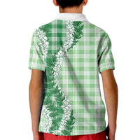 Green Hawaii Palaka Kid Polo Shirt Hawaiian Honohono Lei LT05 - Polynesian Pride