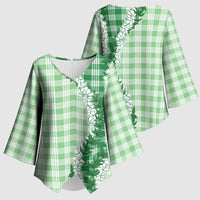 Green Hawaii Palaka Kimono Sleeve Blouse Hawaiian Honohono Lei LT05 - Polynesian Pride