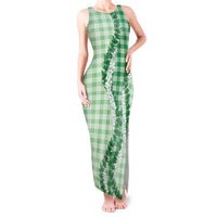 Green Hawaii Palaka Tank Maxi Dress Hawaiian Honohono Lei LT05 Women Green - Polynesian Pride