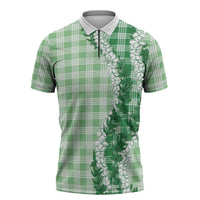 Green Hawaii Palaka Zipper Polo Shirt Hawaiian Honohono Lei LT05 Green - Polynesian Pride