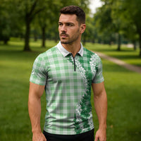 Green Hawaii Palaka Zipper Polo Shirt Hawaiian Honohono Lei LT05 - Polynesian Pride