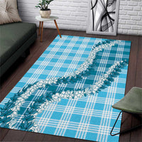 Blue Hawaii Palaka Area Rug Hawaiian Honohono Lei