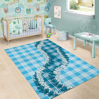 Blue Hawaii Palaka Area Rug Hawaiian Honohono Lei