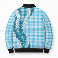 Blue Hawaii Palaka Bomber Puffer Jacket Hawaiian Honohono Lei LT05 - Polynesian Pride
