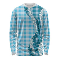 Blue Hawaii Palaka Long Sleeve Shirt Hawaiian Honohono Lei LT05 Unisex Blue - Polynesian Pride