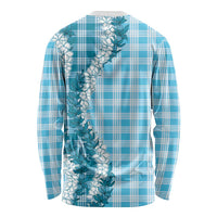 Blue Hawaii Palaka Long Sleeve Shirt Hawaiian Honohono Lei LT05 - Polynesian Pride