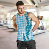 Blue Hawaii Palaka Men Tank Top Hawaiian Honohono Lei LT05 Blue - Polynesian Pride