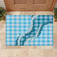 Blue Hawaii Palaka Rubber Doormat Hawaiian Honohono Lei LT05 Blue - Polynesian Pride