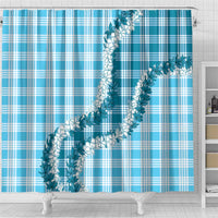 Blue Hawaii Palaka Shower Curtain Hawaiian Honohono Lei LT05 - Polynesian Pride