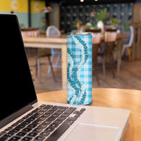 Blue Hawaii Palaka Skinny Tumbler Hawaiian Honohono Lei LT05 - Polynesian Pride