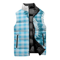 Blue Hawaii Palaka Sleeveless Puffer Jacket Hawaiian Honohono Lei LT05 - Polynesian Pride