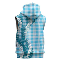Blue Hawaii Palaka Sleeveless Zip Hoodie Hawaiian Honohono Lei LT05 - Polynesian Pride