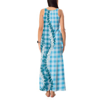 Blue Hawaii Palaka Tank Maxi Dress Hawaiian Honohono Lei LT05 - Polynesian Pride