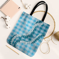 Blue Hawaii Palaka Tote Bag Hawaiian Honohono Lei LT05 Black Strap One Size Blue - Polynesian Pride