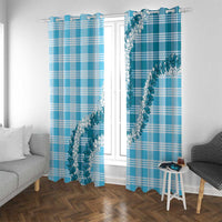 Blue Hawaii Palaka Window Curtain Hawaiian Honohono Lei LT05 With Grommets Blue - Polynesian Pride