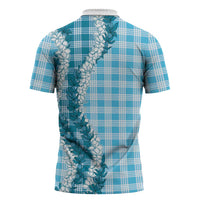 Blue Hawaii Palaka Zipper Polo Shirt Hawaiian Honohono Lei LT05 - Polynesian Pride