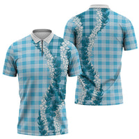 Blue Hawaii Palaka Zipper Polo Shirt Hawaiian Honohono Lei LT05 - Polynesian Pride