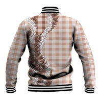Beige Hawaii Palaka Baseball Jacket Hawaiian Honohono Lei LT05 - Polynesian Pride