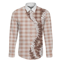 Beige Hawaii Palaka Family Matching Summer Maxi Dress and Hawaiian Shirt Hawaiian Honohono Lei