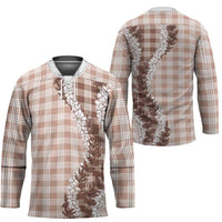 Beige Hawaii Palaka Hockey Jersey Hawaiian Honohono Lei LT05 - Polynesian Pride