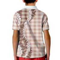 Beige Hawaii Palaka Kid Polo Shirt Hawaiian Honohono Lei LT05 - Polynesian Pride