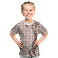 Beige Hawaii Palaka Kid T Shirt Hawaiian Honohono Lei LT05 Beige - Polynesian Pride
