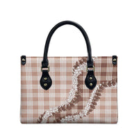 Beige Hawaii Palaka Leather Bag Hawaiian Honohono Lei LT05 - Polynesian Pride