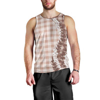 Beige Hawaii Palaka Men Tank Top Hawaiian Honohono Lei LT05 - Polynesian Pride