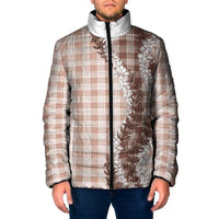 Beige Hawaii Palaka Padded Jacket Hawaiian Honohono Lei LT05 Men Beige - Polynesian Pride