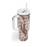 Beige Hawaii Palaka Tumbler With Handle Hawaiian Honohono Lei LT05 - Polynesian Pride
