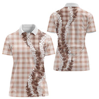 Beige Hawaii Palaka Women Polo Shirt Hawaiian Honohono Lei LT05 - Polynesian Pride