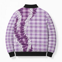 Violet Hawaii Palaka Bomber Puffer Jacket Hawaiian Honohono Lei LT05 - Polynesian Pride