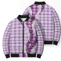 Violet Hawaii Palaka Bomber Puffer Jacket Hawaiian Honohono Lei LT05 - Polynesian Pride