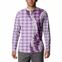 Violet Hawaii Palaka Button Sweatshirt Hawaiian Honohono Lei LT05 - Polynesian Pride