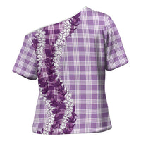 Violet Hawaii Palaka Cross Shoulder Shirt Hawaiian Honohono Lei LT05 - Polynesian Pride