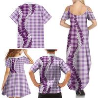Violet Hawaii Palaka Family Matching Summer Maxi Dress and Hawaiian Shirt Hawaiian Honohono Lei