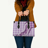 Violet Hawaii Palaka Leather Bag Hawaiian Honohono Lei LT05 - Polynesian Pride