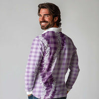Violet Hawaii Palaka Long Sleeve Polo Shirt Hawaiian Honohono Lei LT05 - Polynesian Pride