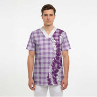 Violet Hawaii Palaka Scrub Top Hawaiian Honohono Lei LT05 - Polynesian Pride