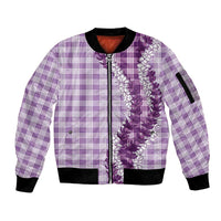 Violet Hawaii Palaka Sleeve Zip Bomber Jacket Hawaiian Honohono Lei LT05 Unisex Violet - Polynesian Pride