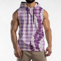 Violet Hawaii Palaka Sleeveless Hoodie Hawaiian Honohono Lei LT05 - Polynesian Pride