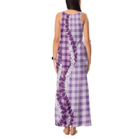Violet Hawaii Palaka Tank Maxi Dress Hawaiian Honohono Lei LT05 - Polynesian Pride