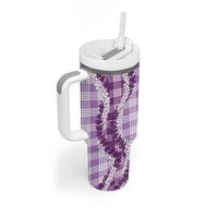 Violet Hawaii Palaka Tumbler With Handle Hawaiian Honohono Lei LT05 - Polynesian Pride