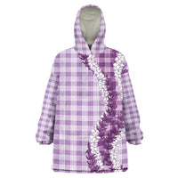 Violet Hawaii Palaka Wearable Blanket Hoodie Hawaiian Honohono Lei LT05 One Size Violet - Polynesian Pride