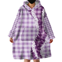 Violet Hawaii Palaka Wearable Blanket Hoodie Hawaiian Honohono Lei LT05 - Polynesian Pride